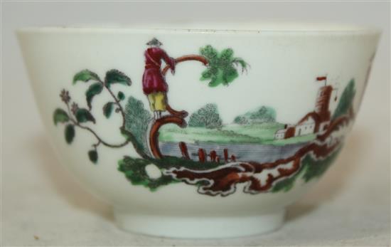 An early Worcester Les Garcon Chinois tea bowl and saucer, c.1760, saucer 11.9cm